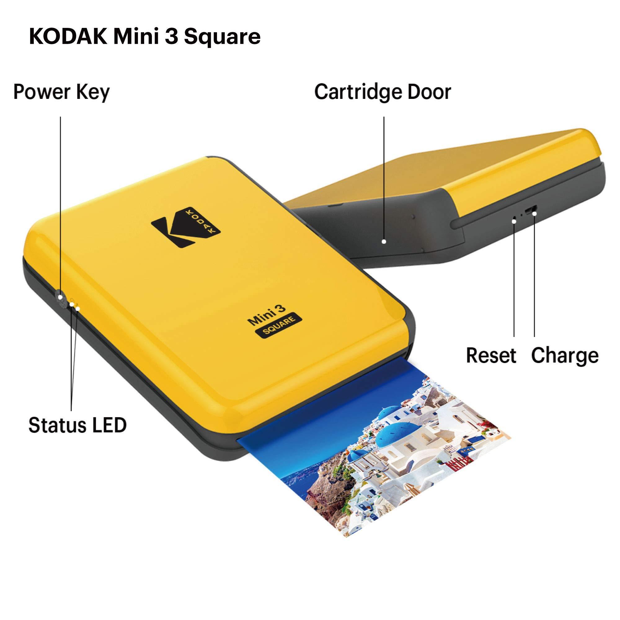KODAK KODAK All-New Mini 3 Square Instagram Size Bluetooth Portable Photo Printer with 4PASS Technology - White