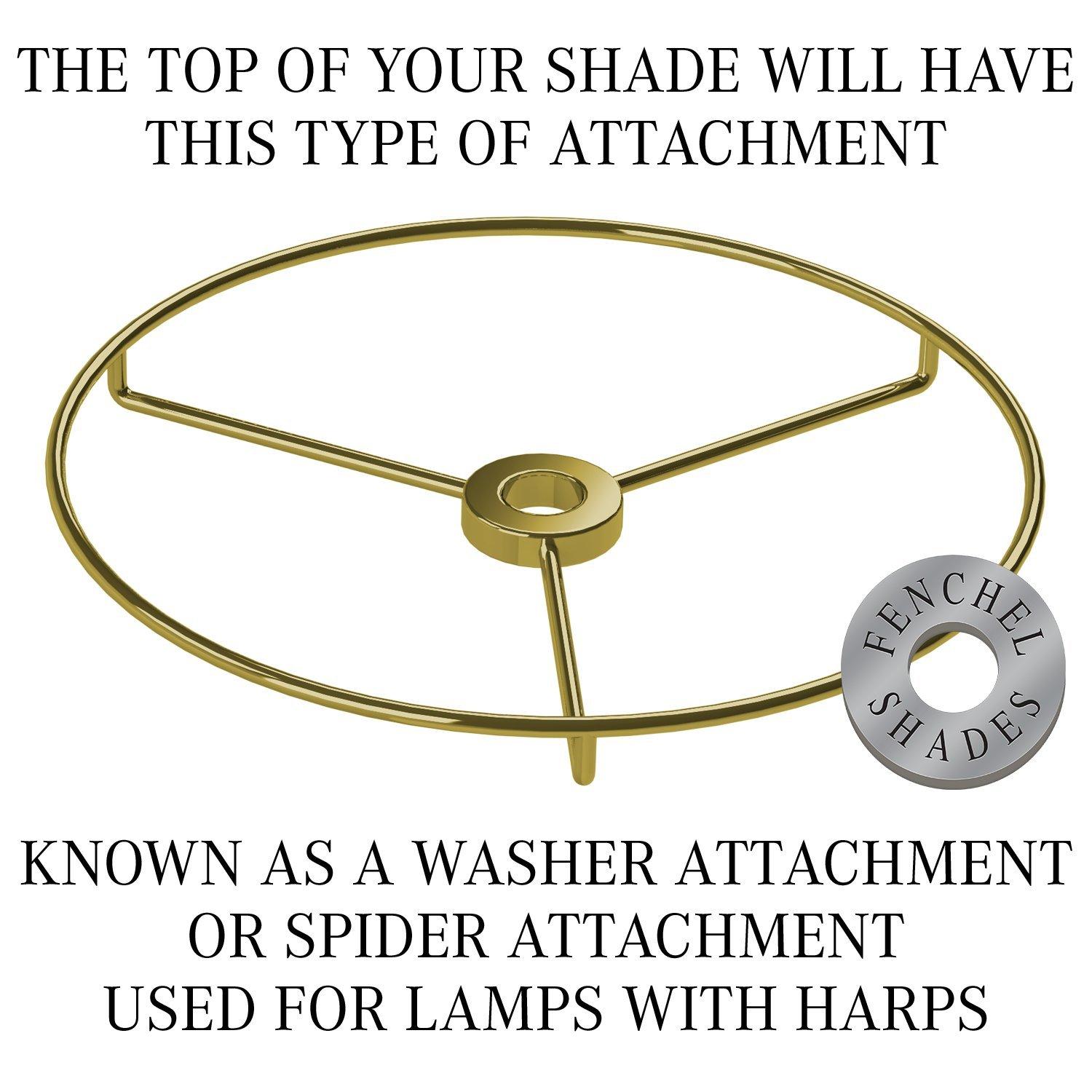 FenchelShades.com FenchelShades.com Lampshade 9" Top Diameter x 16" Bottom Diameter x 15" Slant Height with Washer (Spider) Attachment for Lamps with a Harp (Linen White)