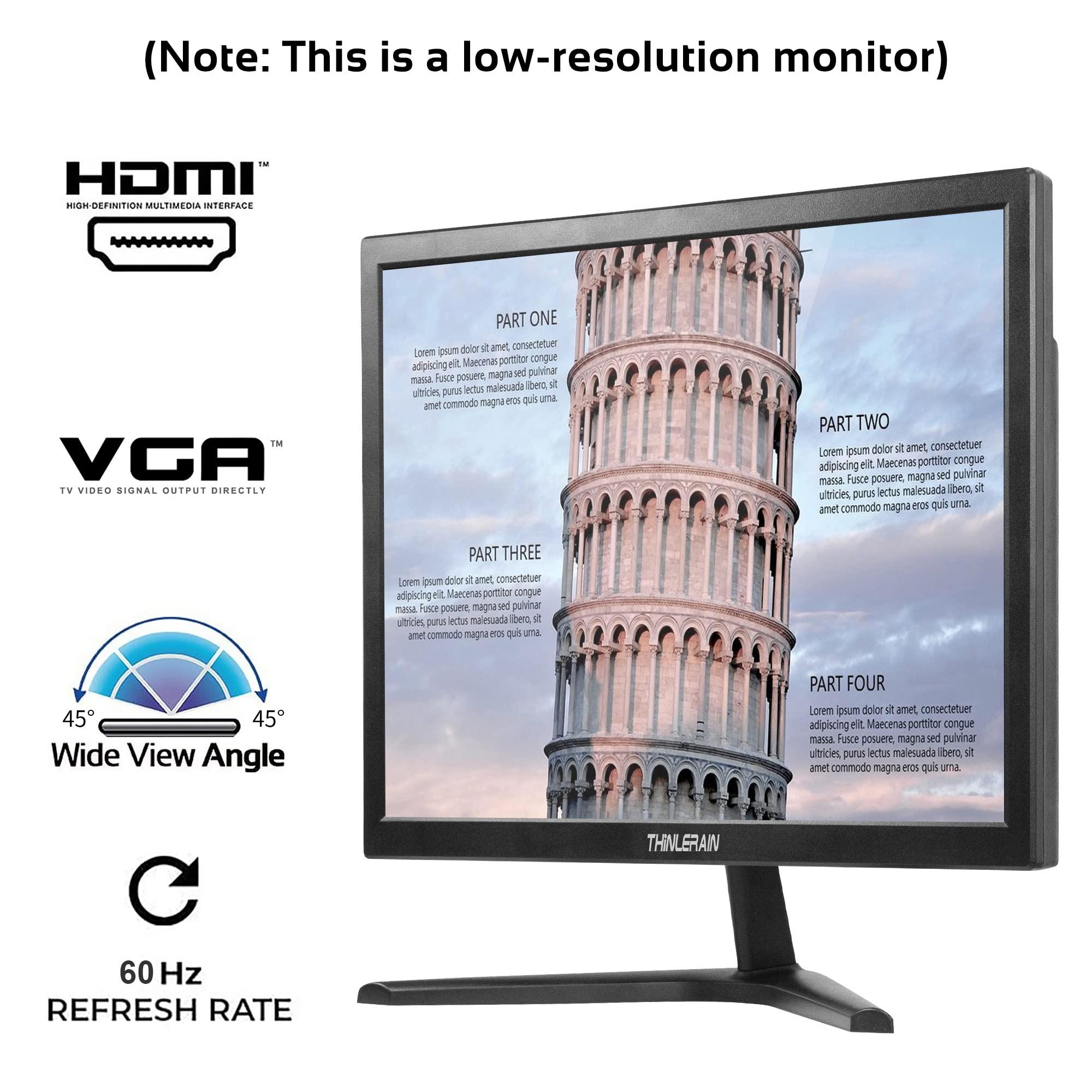 Thinlerain Thinlerain PC Monitor 17-inch 4:3 LED Backlit Monitor 1280 X 1024, 60 Hz Refresh Rate, 5Ms Response Time, VESA Mountable, VGA, HDMI, TN Panel, Built-in Speakers