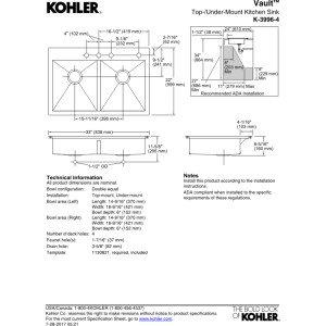 Kohler Vault Double Equal Sink 4 Hole