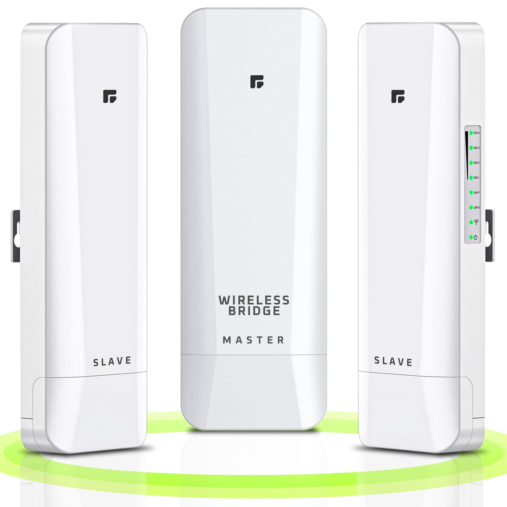 GOOD STORY Wireless Bridge Point to Point/Multipoint 3 Pack, 5.8GHz Outdoor Wireless Bridge to Provide Network Communication for Shop, Barn, Garage Building, 3KM Long Distance Pre-configured Set. (3KM 3-Pack)