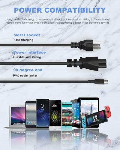 HBONY 65W 45W USB C Laptop Charger for Lenovo Type C Computer Power Adapter Cord - Thinkpad X1 Carbon T480 T490 T480s T490s T580 T590 T14 T16, Yoga 7i C740 C940 C930 920 C630 730 720,Chromebook Replacement