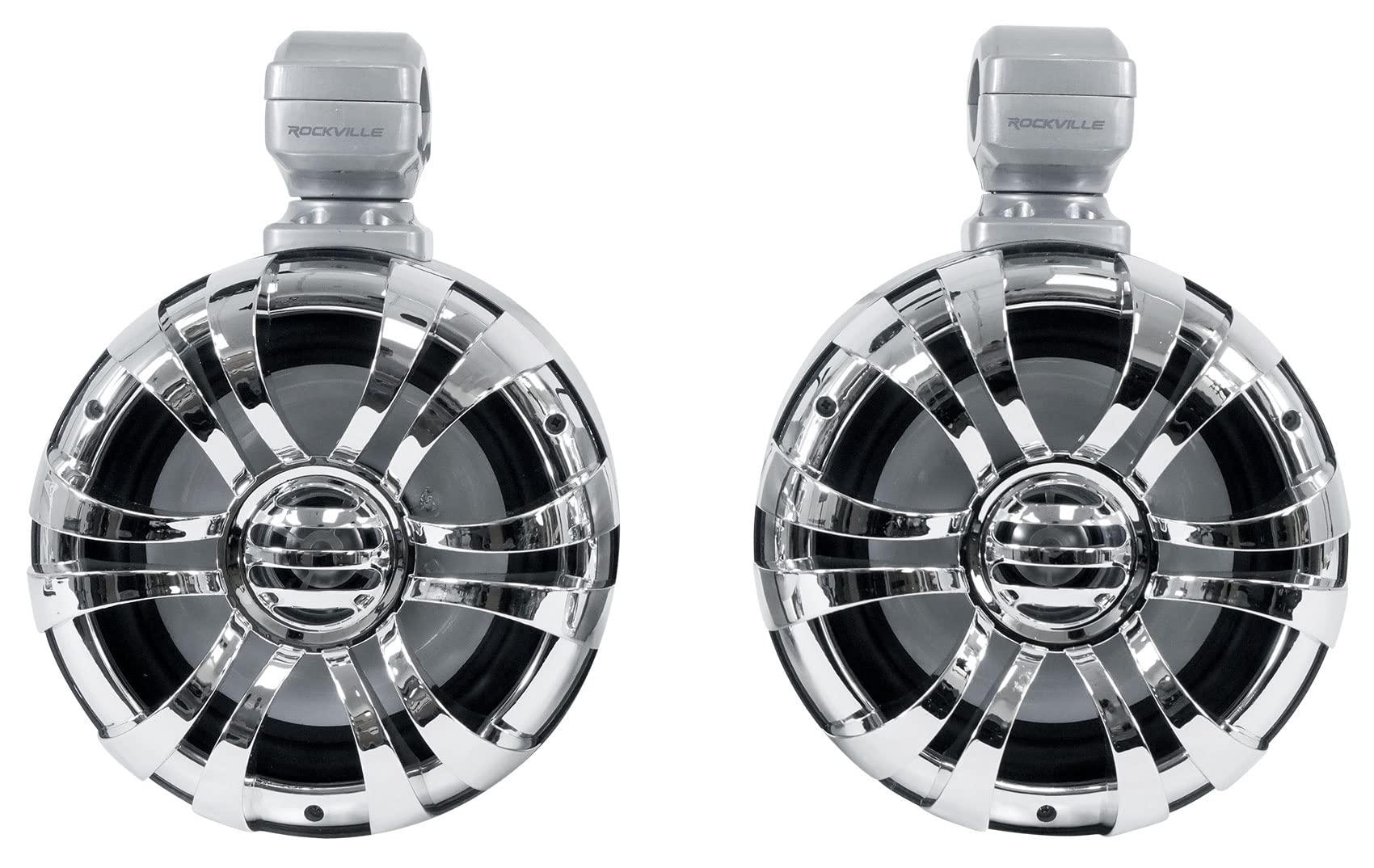 Rockville Rockville (4) 6.5" LED Silver Tower Speakers+PS40 Bluetooth Amp for ATV/UTV/RZR