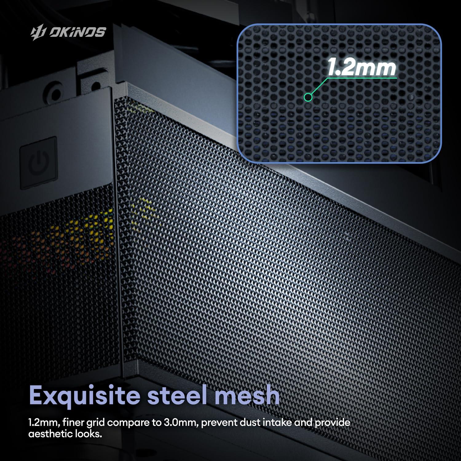 Okinos Okinos Aqua 3, Micro ATX Case, MATX PC Case with 3 X 120mm 3-Pin ARGB Fan Pre-Installed, Panoramic View Tempered Glass Front & Side Panel, with Type C Port, White