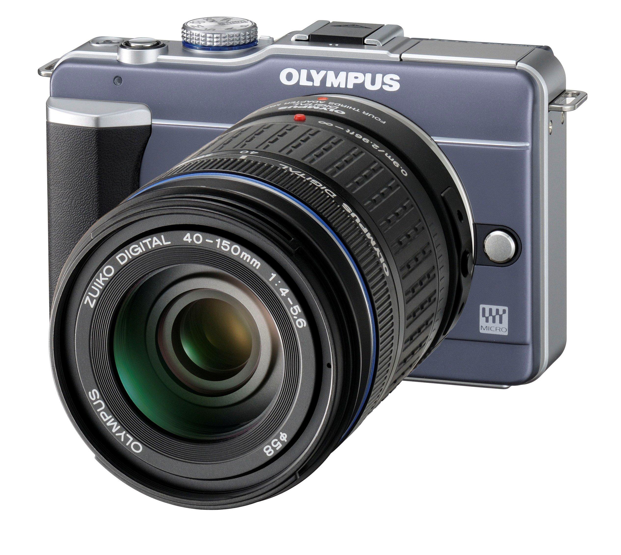 Olympus OM SYSTEM OLYMPUS PEN E-PL1 12.3MP Live MOS Micro Four Thirds Mirrorless Digital Camera with 14-42mm f/3.5-5.6 Zuiko Digital Zoom Lens (Slate Blue) (Old Model)