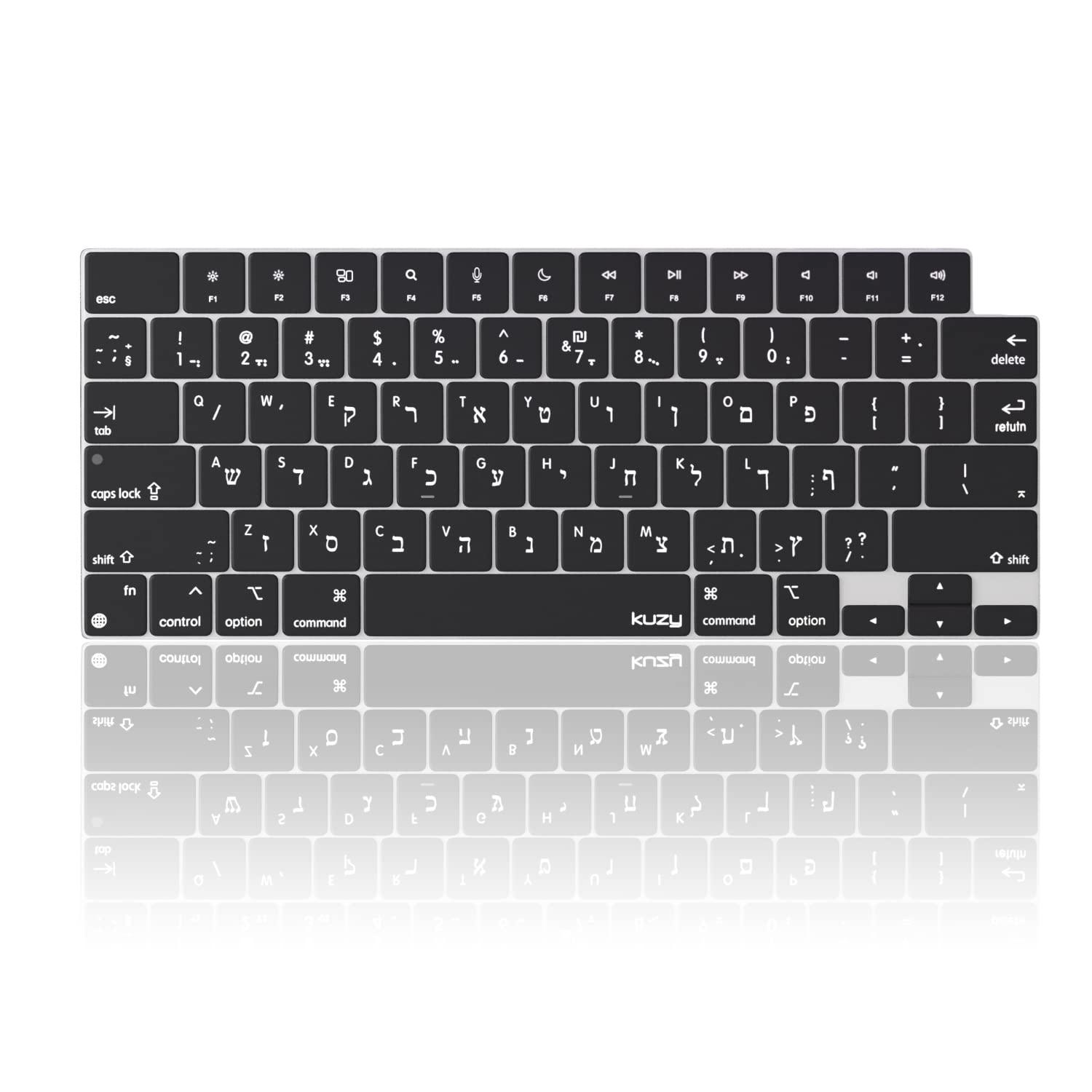 Kuzy Kuzy Hebrew MacBook Pro Keyboard Cover 2025 2024 2023 2022 14 inch 16" M4 M3 M1 M2 MacBook Air Keyboard Cover 13.6 inch 15" Silicone Skin Ultra Thin - US Version, Hebrew Language