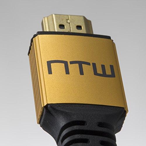 NTW NTW PURE PRO 4K HDMI Cable 12FT High Speed 18Gbps HDMI 2.0 Cable, 4K HDR, Ultra HD Cable 3D, 2160P, 1080P, Ethernet, Audio Return(ARC), Compatible PS5, PS4/3, UHD TV, Blu-ray, PC, Xbox, gold/black