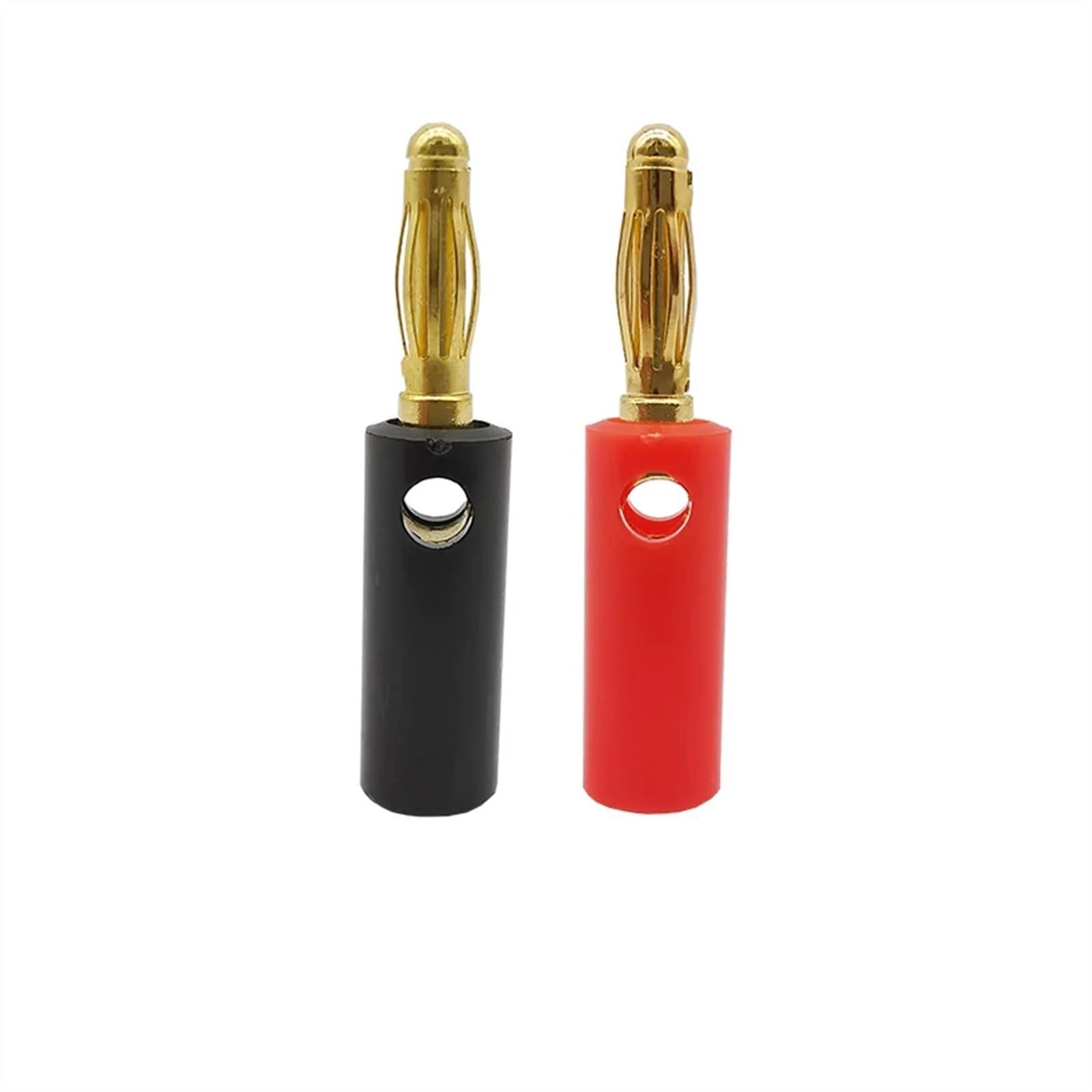 WUZDPRCJ 10Pcs 4mm Banana Plugs Audio Speaker Wire Cable Connector Gold Plated Banana Plug Connectors Adapter for Amplifier Black Red (Color : 10Pcs Red)