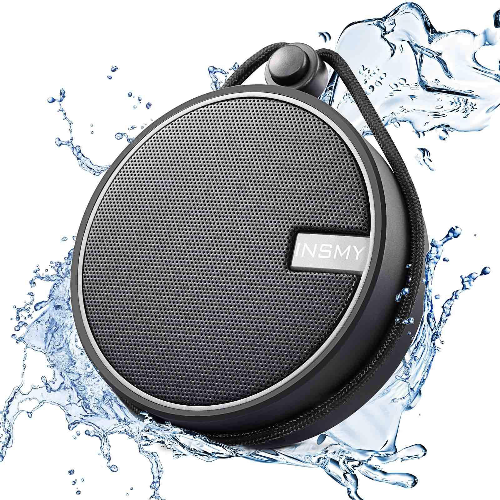 INSMY INSMY C12 IPX7 Waterproof Shower Bluetooth Speaker, Portable Small Speaker, Speakers Bluetooth Wireless Loud Clear Sound Support TF Card Suction Cup for Outdoor Kayak Canoe Beach Gift (Mint)