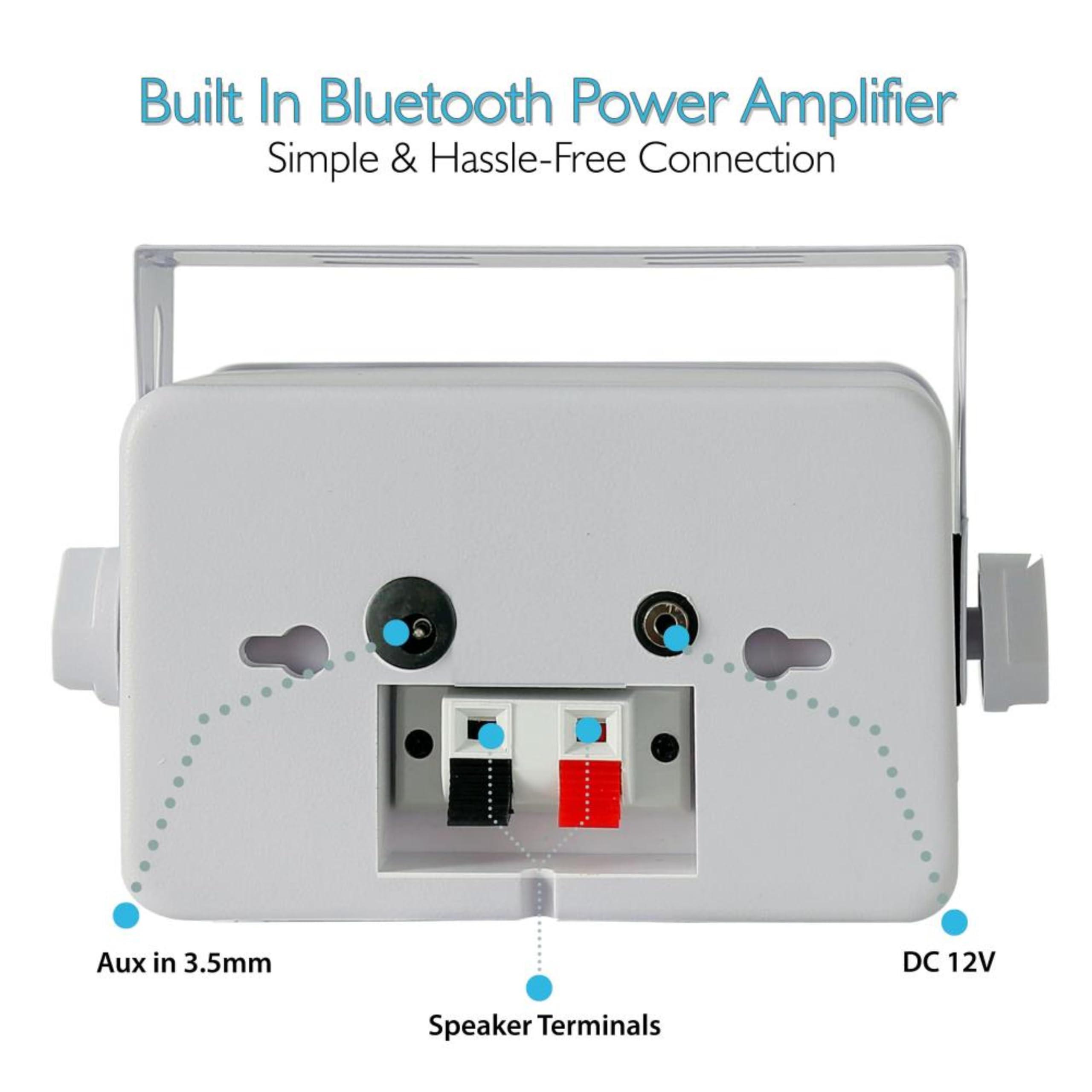 Pyle Pyle Outdoor Waterproof Wireless Bluetooth Speaker - 3.5 Inch Pair 3-way Active Passive Weatherproof Wall, Ceiling Mount Dual Speakers System w/ Heavy Duty Grill, Patio, Indoor Use -PDWR42WBT (White)