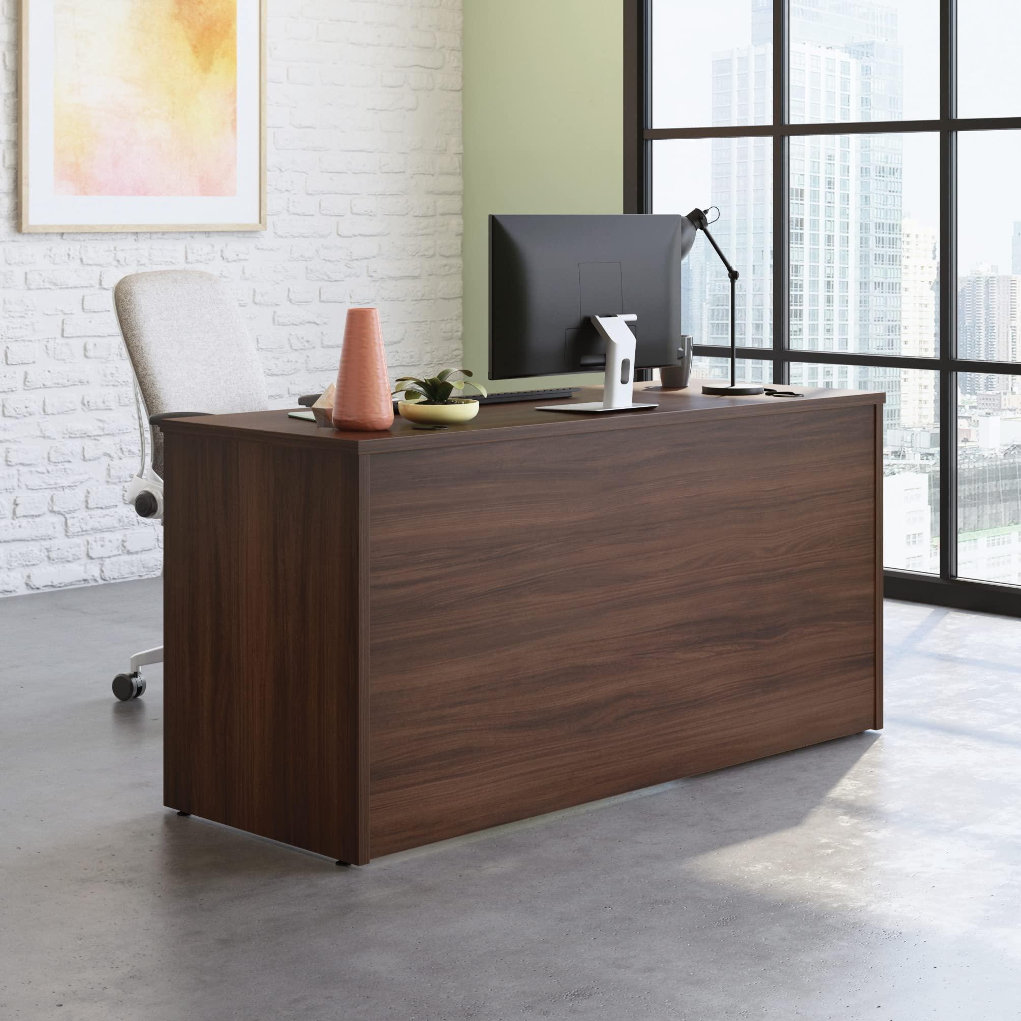 Sauder OfficeWorks by Sauder Affirm 60 X 24 Desk Shell/cred/Return, Noble Elm Finish