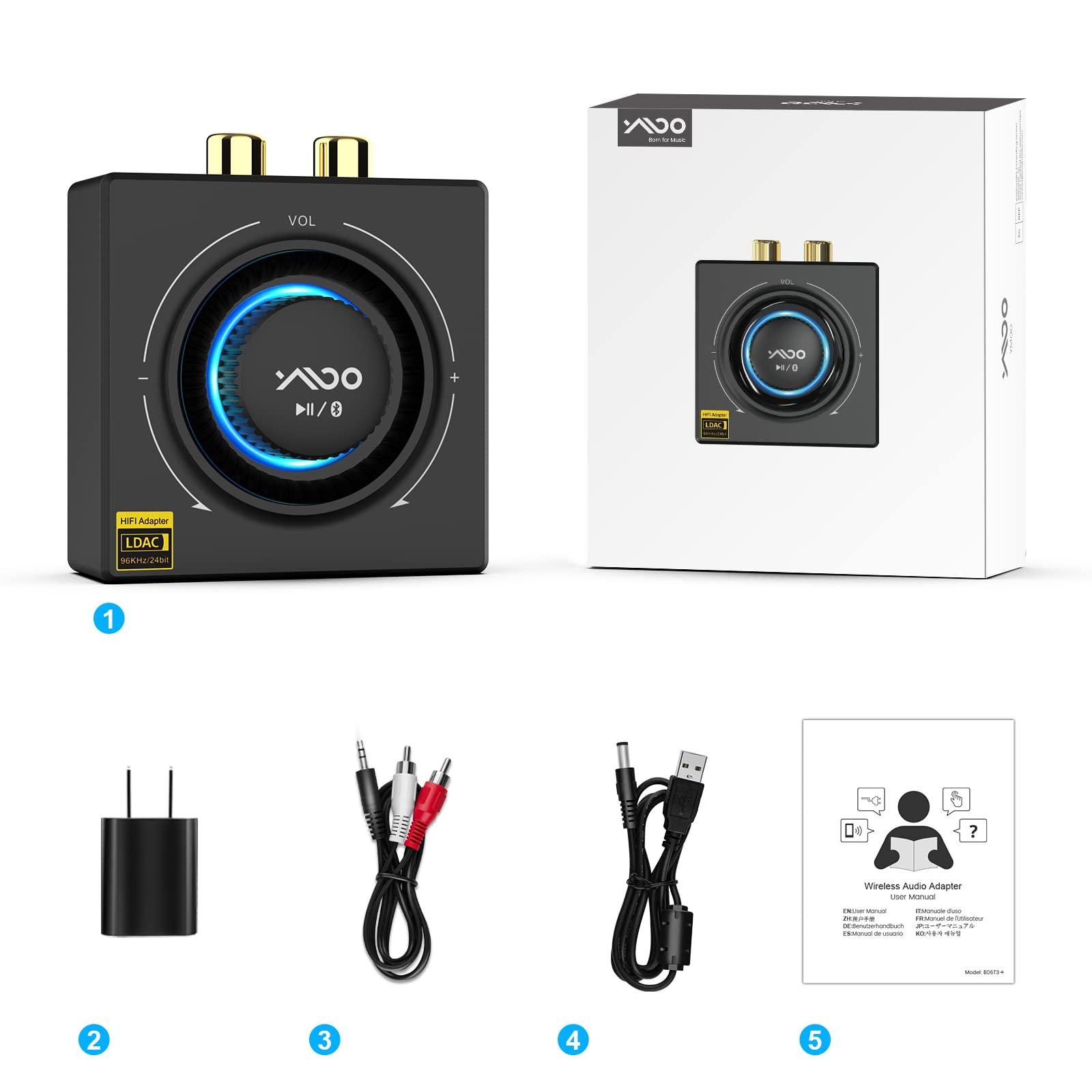 YMOO YMOO B06T3+ Bluetooth 5.2 Receiver,LDAC Aptx SBC AAC Bluetooth Audio Adapter for Home Stereo,30ms Low Latency, RCA 3.5mm Jack aux HiFi for Speaker/Older Stereo/Amplifier from Phone/Tablet/Laptop