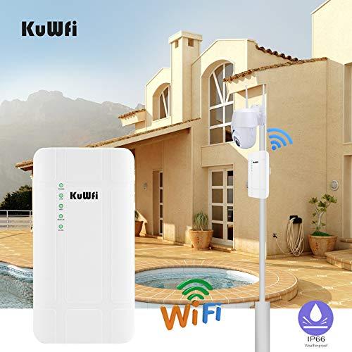 KuWFi KuWFi 300Mbps Outdoor 4G LTE CPE WiFi Router with Sim Card Slot CAT4 SIM Routers with POE Adapter Work with IPcamera or Outside WiFi Coverage (US Version B2/B4/B5/B12/B13/B14/B66/B71)