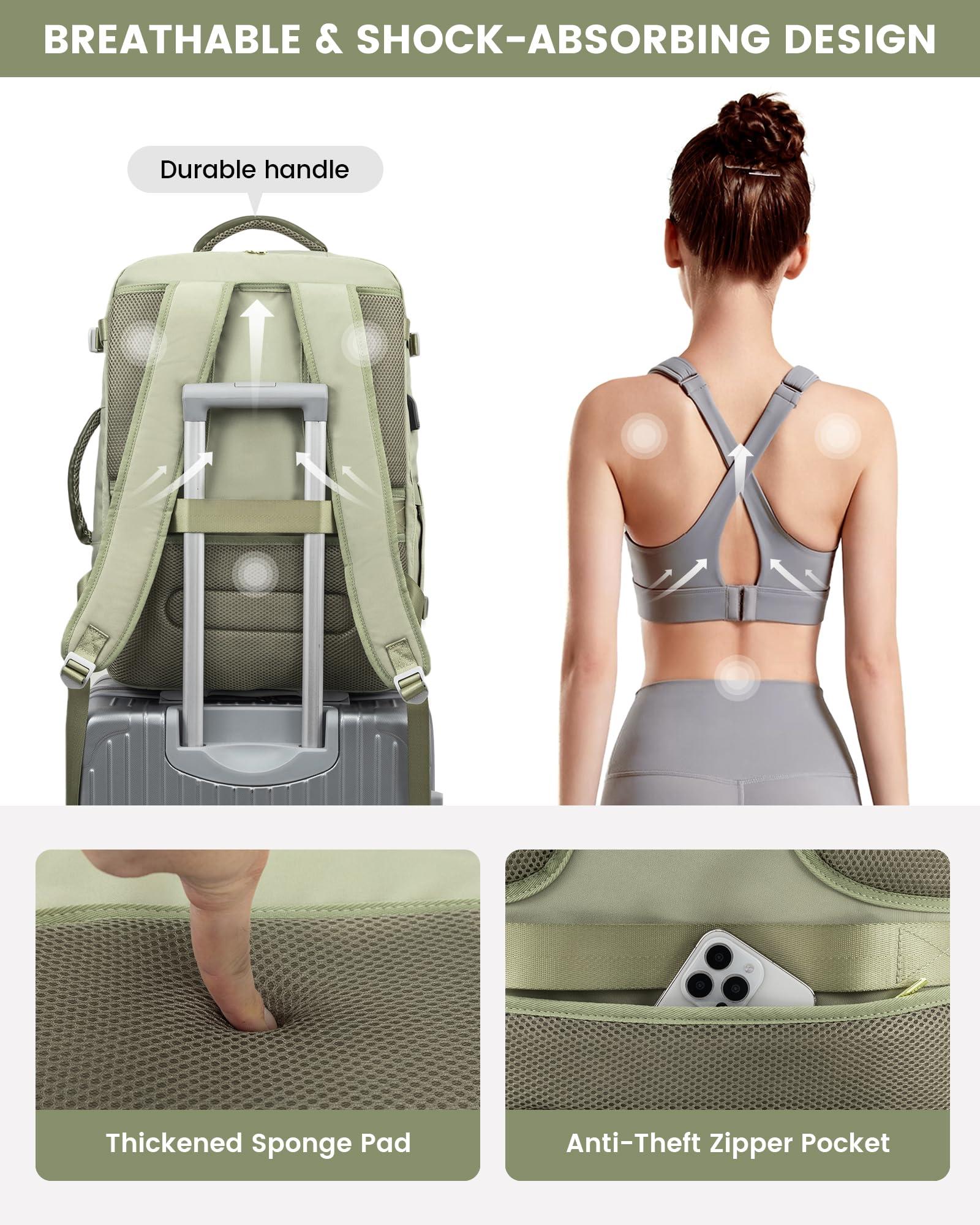 LOVEVOOK LOVEVOOK Large Travel Backpack for Women, 50L Carry on Backpack Airplane Approved, TSA Personal Item Travel Bag for Women fits 18" Laptop, Waterproof Carry on Bags for airplanes with 3 Packing Cubes