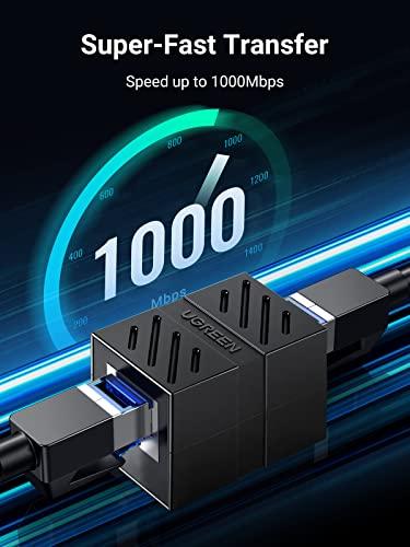 UGREEN UGREEN RJ45 Coupler Ethernet Extender Connector 10 Pack Inline Coupler Cat7 Cat6 Cat5e Ethernet Cable Adapter Female to Female Black