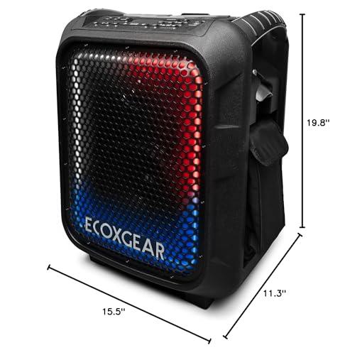 ECOXGEAR ECOXGEAR: EcoBoulder Ultra 121dB Loud Rugged Bluetooth 5.1 Speaker, IP67 Waterproof, Drop and dustproof with Party Lights, 50+ Hours runtime, it Even Floats Black