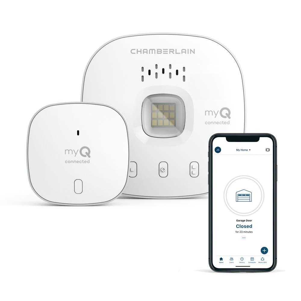 CHAMBERLAIN CHAMBERLAIN Smart Garage Control - Wireless Garage Hub and Sensor with Wifi & Bluetooth - Smartphone Controlled, myQ-G0401-ES, White