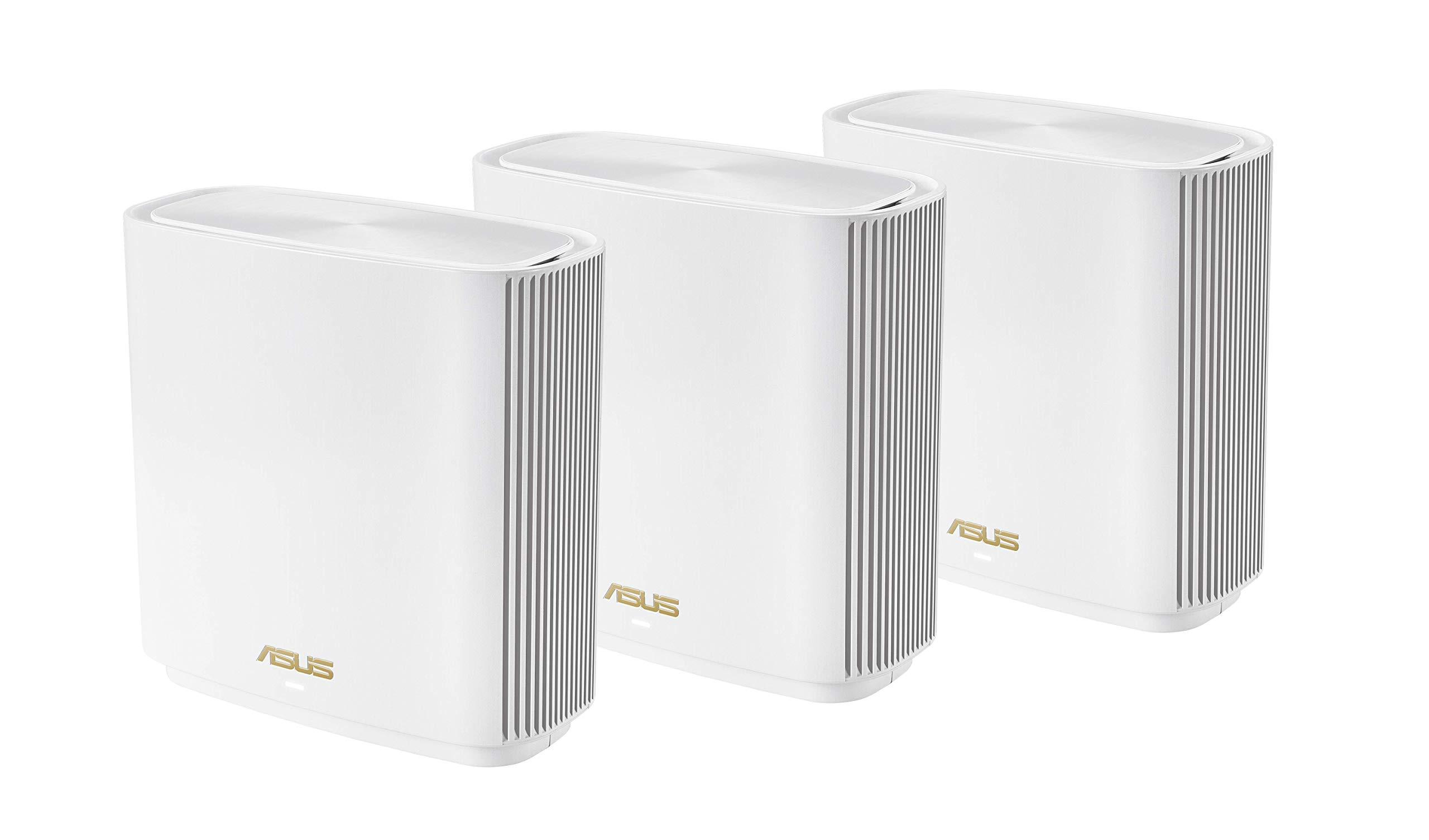 ASUS ASUS ZenWiFi Whole-Home Tri-band Mesh WiFi 6E System (ET8 3PK), Coverage up to 7,500 sq.ft, 6600Mbps, new 6GHz band, AiMesh, Lifetime Free Internet Security, Parental Control, EasySetup, Instant Guard