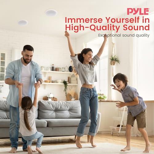 Pyle Pyle 6.5 Inch 300W Dual Channel 8 Ohm Home Audio In Ceiling Marine Grade Waterproof Speaker with 60Hz to 22kHz Frequency Response, Single, 1 Pack