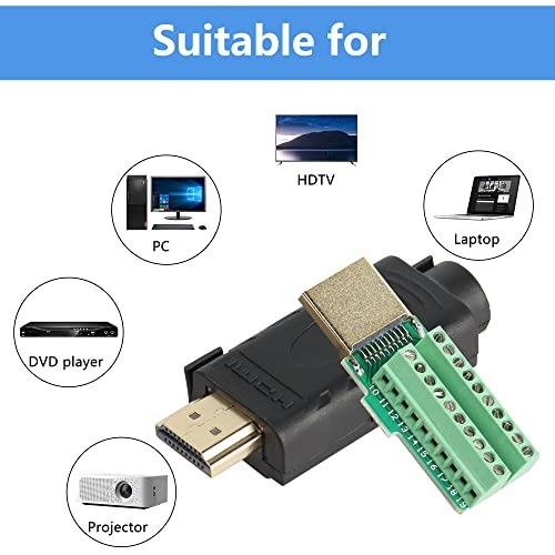 SinLoon SinLoon HDMI Solderless Adapter Gold Plated HDMI Extension Cable Connector Signals Terminal Breakout Board Free Welding Connector with Plastic Cover Screwdriver