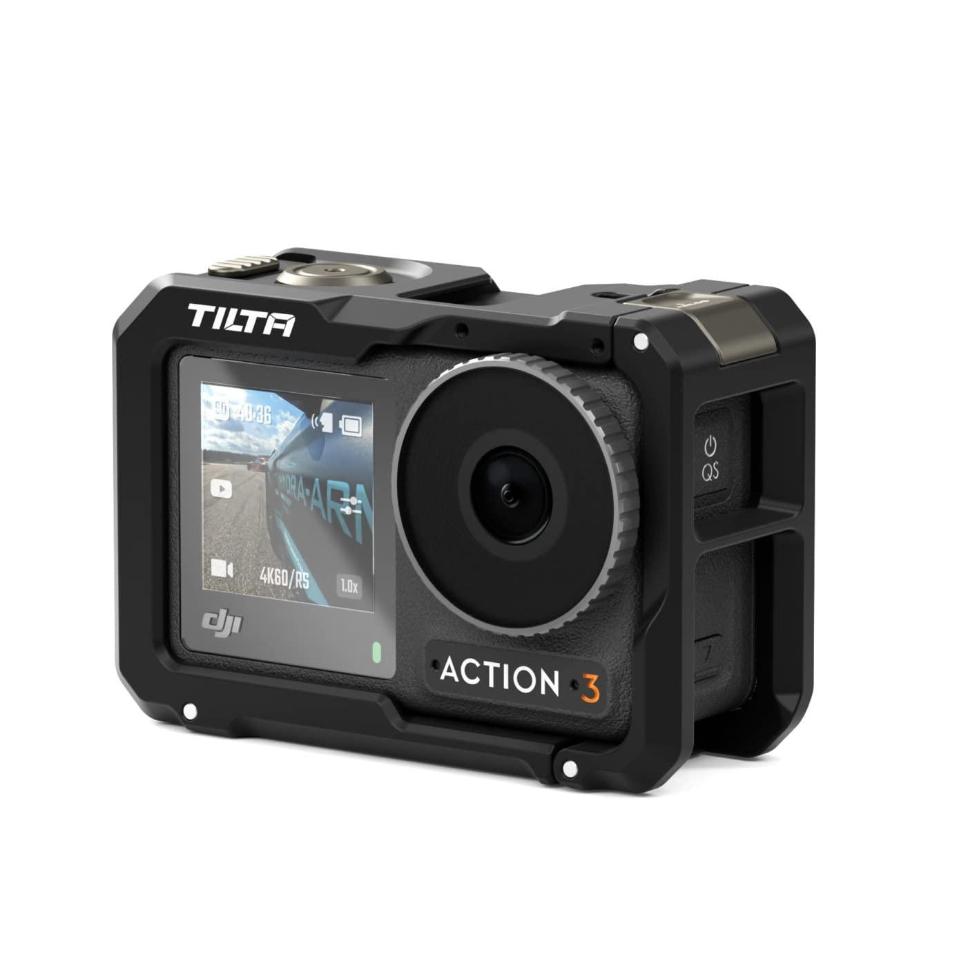 Tilta Tilta Camera Cage Compatible with DJI Osmo Action 3 Basic Kit (Black), Protective Armor, Improves Functionality with Mounting Options for Various Accessories | TA-T40-A-B