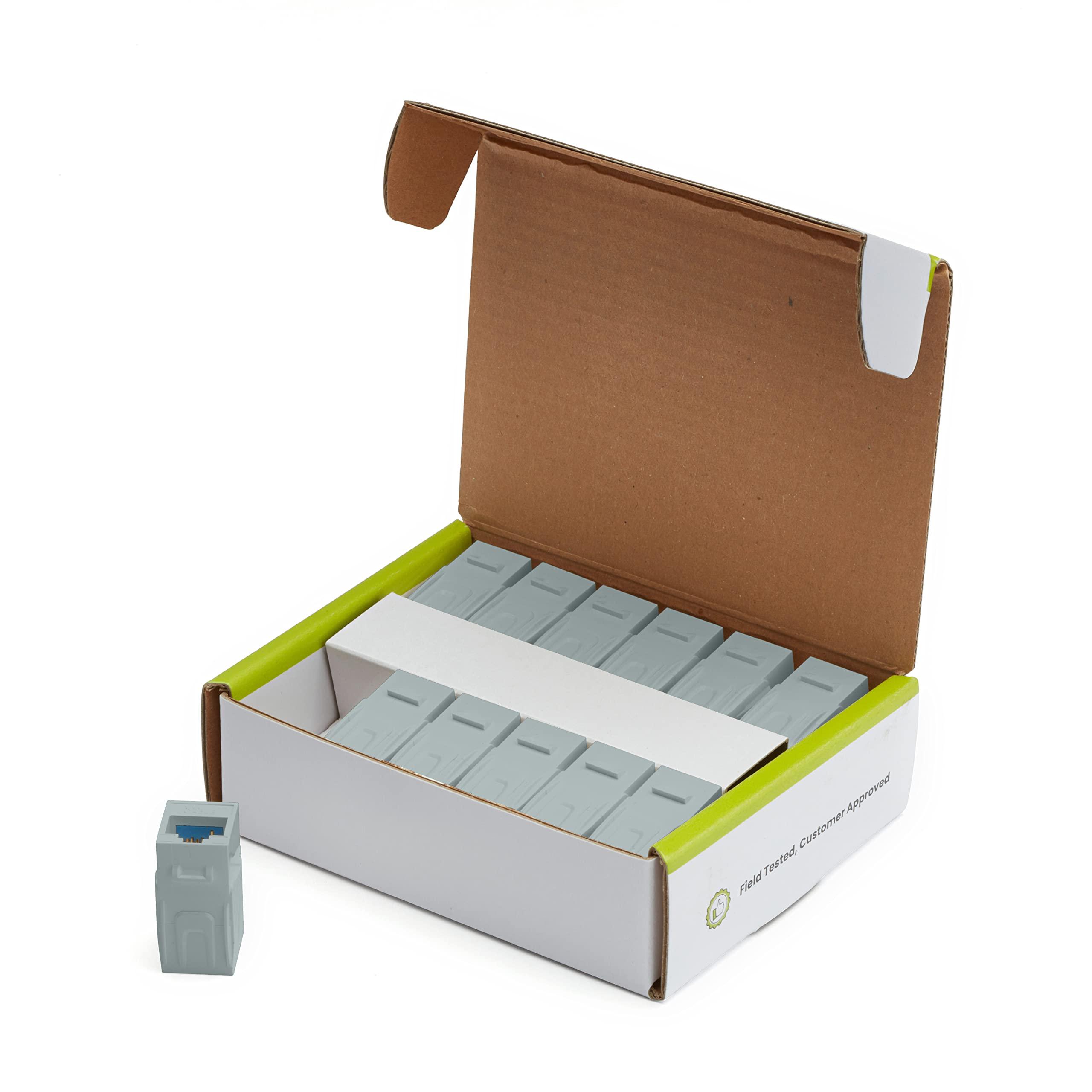 TRUE CABLE trueCABLE Cat6 Keystone Jack Coupler, Unshielded (UTP), PoE++ (4PPoE), UL Listed, ETL Verified, ANSI/TIA 568-2.D Cat 6 Performance Compliant, Female to Female RJ45 Couplers, Gray, 12 Pack