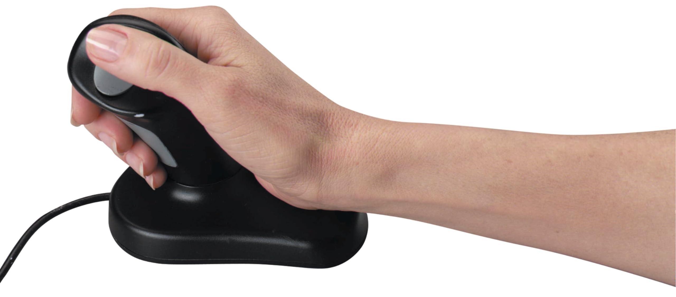 3M 3M Wired Ergonomic Optical Mouse, Patented Vertical Grip Design Keeps Your Hand and Wrist at a Neutral Angle for Comfort, USB/PS2 Plug and Play Compatibility, 6.5' Cord, Large Size, Black (EM500GPL)