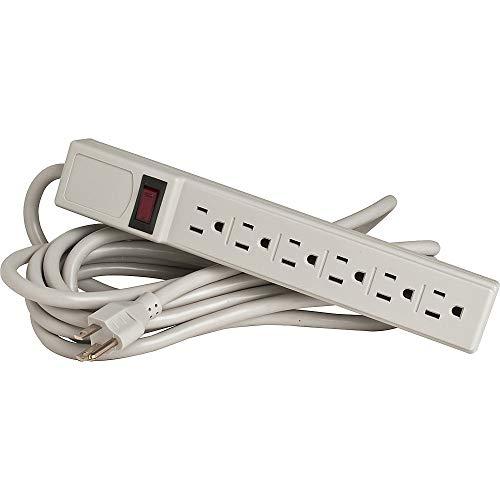 Compucessory Compucessory 55157 Power Strip,6 Outlet,Built-in Circuit Breaker,15-Ft Cord,Gray