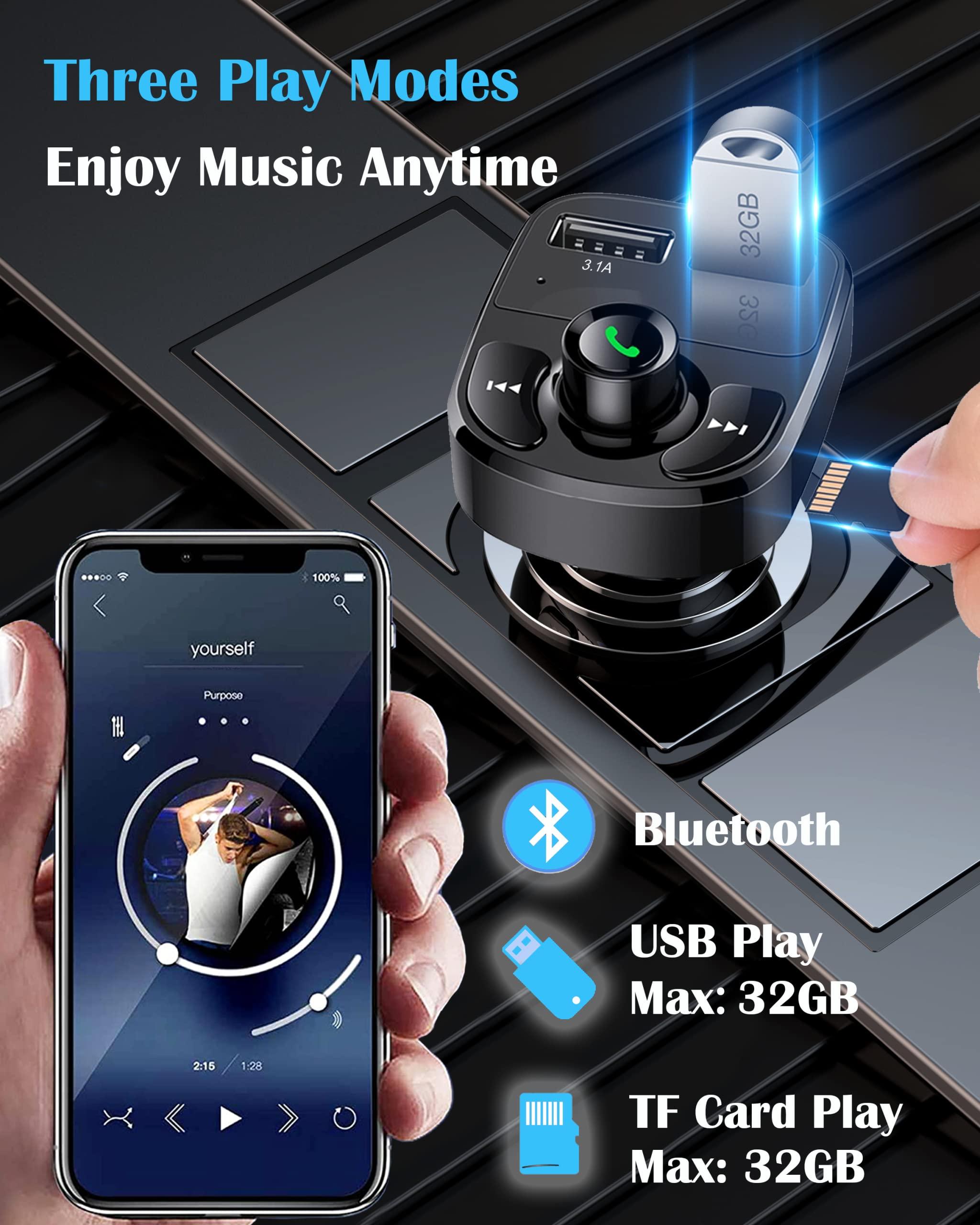 LIHAN Handsfree Call Car Charger,Wireless Bluetooth FM Transmitter Radio Receiver,Mp3 Audio Music Adapter,Dual USB Port Compatible for All Smartphones,Samsung Galaxy,LG,HTC,etc.