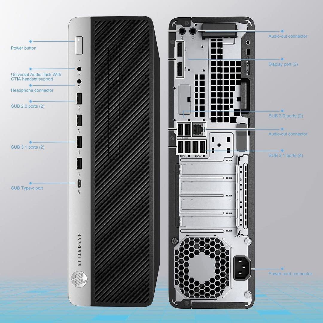 HP HP EliteDesk 800 G3 SFF Desktop Computer PC,i5 7TH Gen,27'FHD Monitor,32GB Ram 2TB NVMe M.2 SSD + 3TB HDD,NVIDIA GeForce GT 1030 2GB,WiFi,BT,HDMI,DP,DVD,Wireless K&M + TJJ Mouse PAD (Renewed)