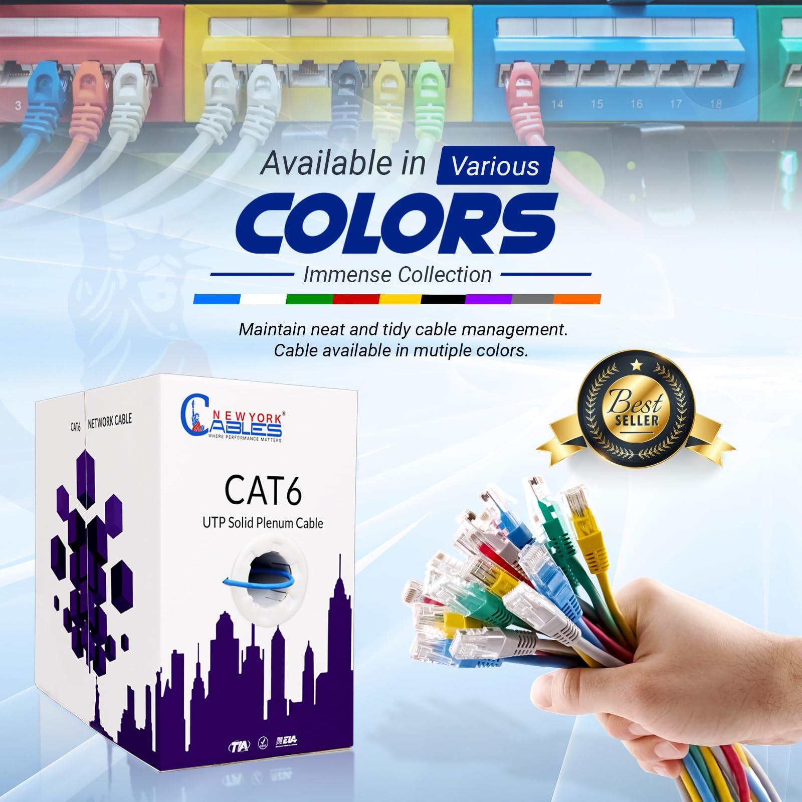 NewYork Cables NewYork Cables | CAT6 Plenum Cable 1000ft (CMP) | UTP, 550MHz, 23AWG, 4Pair UTP 10GB Internet Cable | Quality Tested Bulk Ethernet Cable, for Networking & Gaming (White)
