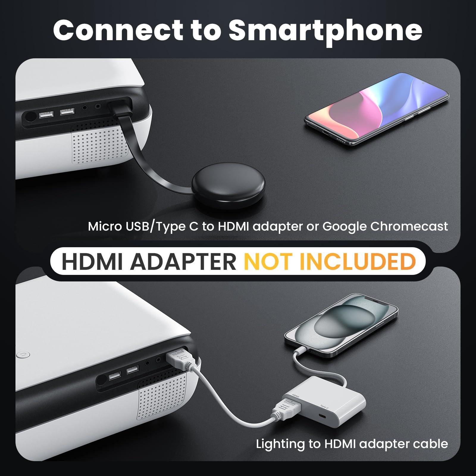 HAPPRUN HAPPRUN H1 Projector 1080P + HAPPRUN Projector Bag for Portable Indoor Outdoor Use