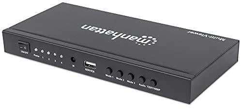 Manhattan Manhattan 1080P 4 Port HDMI Multiviewer Switch with IR Remote Control - Connects 4 HDMI Audio/ Video Sources to be Displayed on 1 Screen - 207881