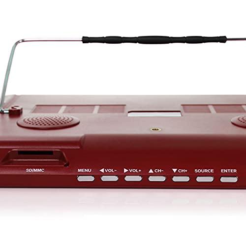 Trexonic Trexonic Portable Rechargeable 14 Inch LED TV with HDMI, SD/MMC, USB, VGA, AV in/Out and Built-in Digital Tuner, Red