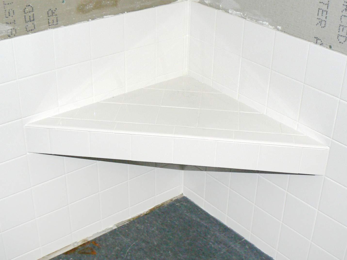 GOOF PROOF SHOWER Goof Proof Shower GPSS-3024 Triangle Tiled Shower Seat, Easy to Install Bench for Shower Stall, 30\"/24\"