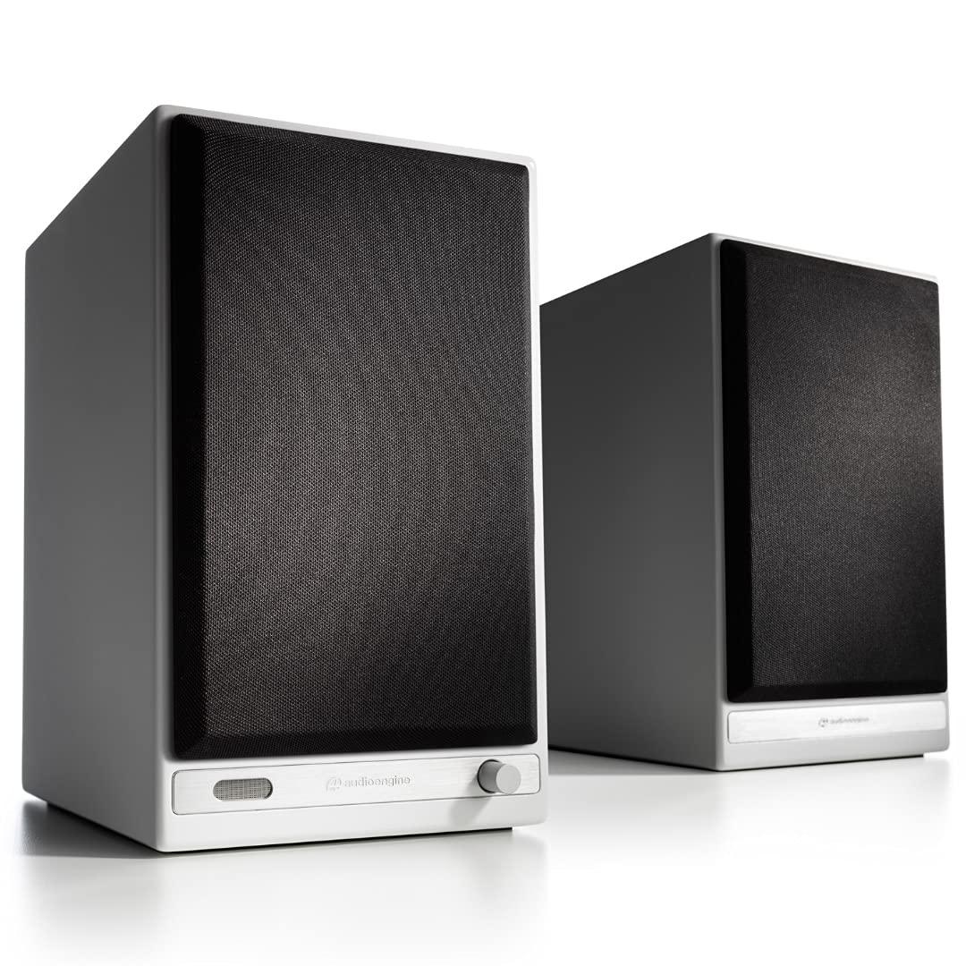 Audioengine Audioengine HD6 White Bluetooth Bookshelf Speakers with White S8 Subwoofer and Stands with Remote