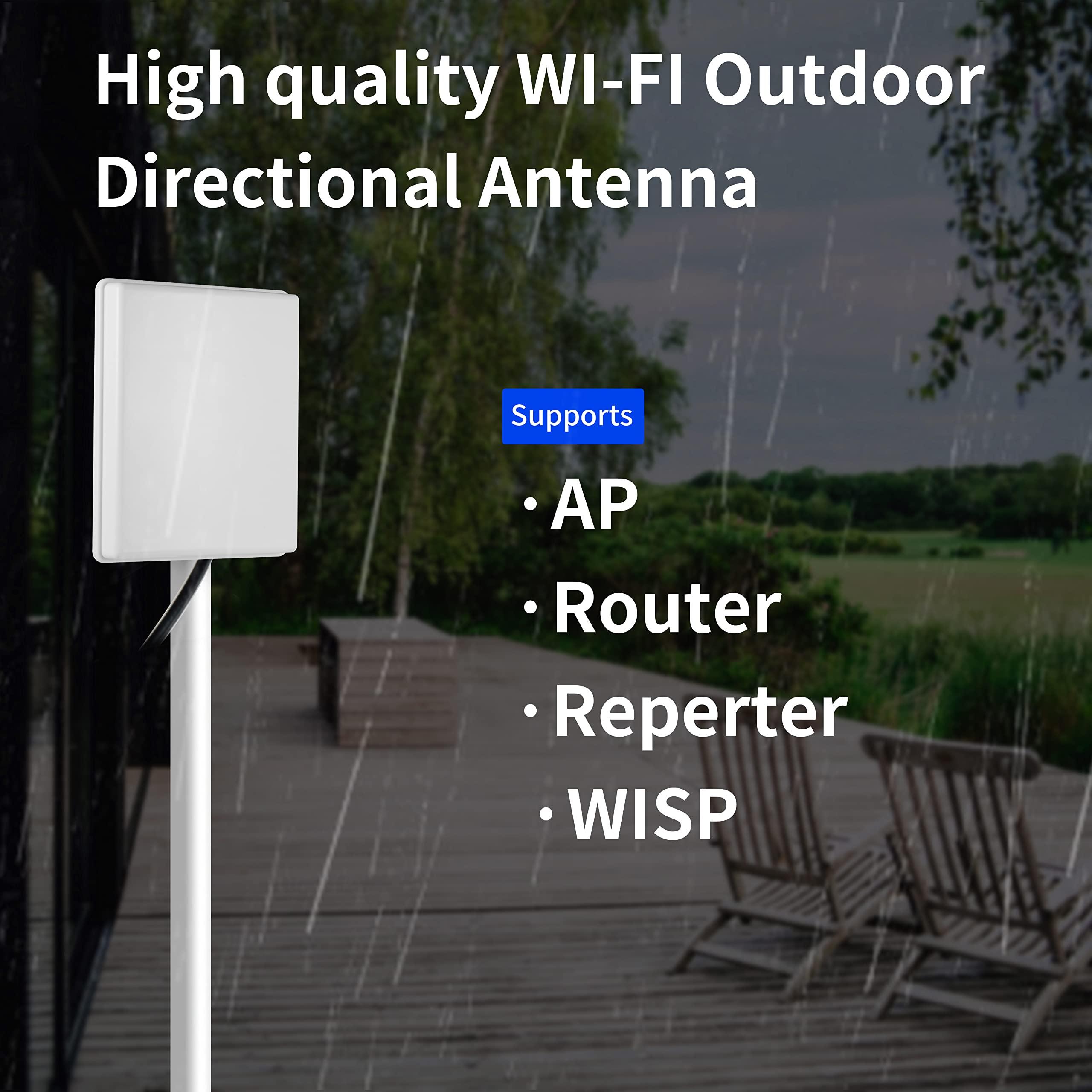 eifagur Outdoor 15dBi Dual Band WiFi 2.4GHz 5GHz 5.8GHz Long-Range Directional Panel Antenna with 10Ft Cable for WiFi Router Wireless Network Card Security IP Camera Video Surveillance Monitor, Eifagur
