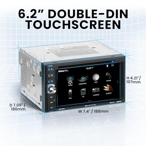 BOSS Audio Systems BOSS Audio Systems BVB9358RC Car Stereo - Double Din, 6.2 Inch Touchscreen, Bluetooth, CD DVD Player, AM/FM Radio Receiver, Backup Camera, Wireless Remote Control, Aux In, USB, SD