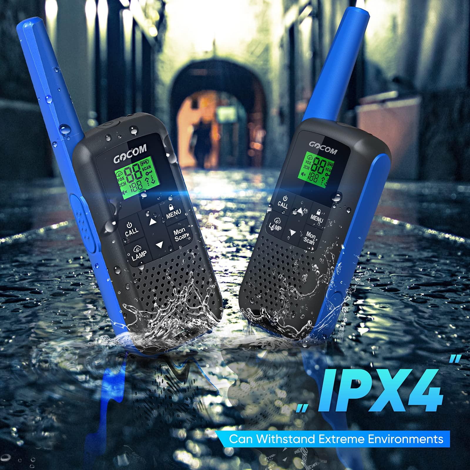 GOCOM Walkie Talkies - GOCOM G600 FRS Two Way Radio for Adults 2W Long Range Walkie Talkie Rechargeable, VOX Scan, NOAA & Weather Alerts, LED Lamplight 2 Pack Hand held radios