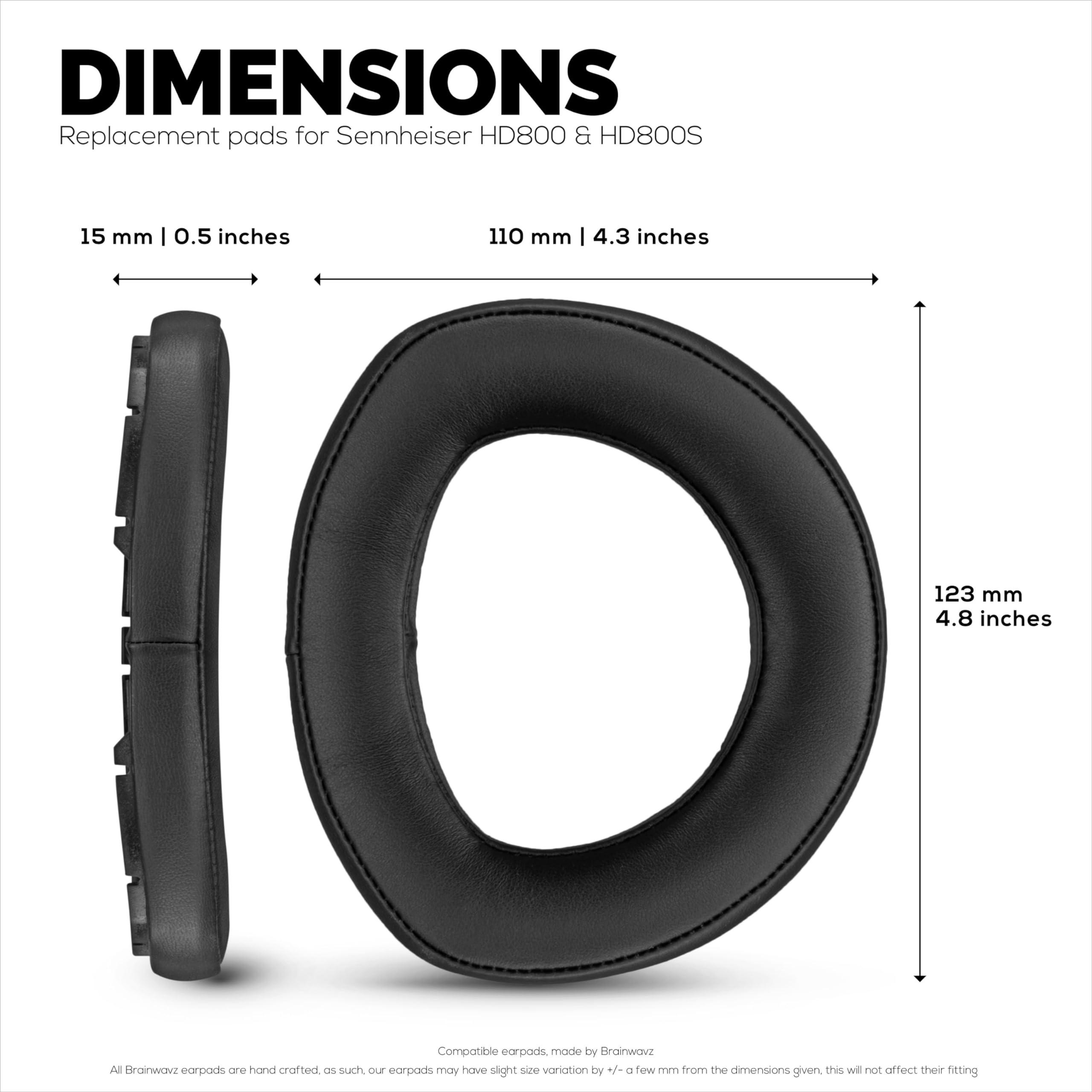 BRAINWAVZ Sheepskin Earpads for SENNHEISER HD800 & HD800S Headphones, Soft Real Leather & Memory Foam Ear Pad for Additional Comfort by Brainwavz