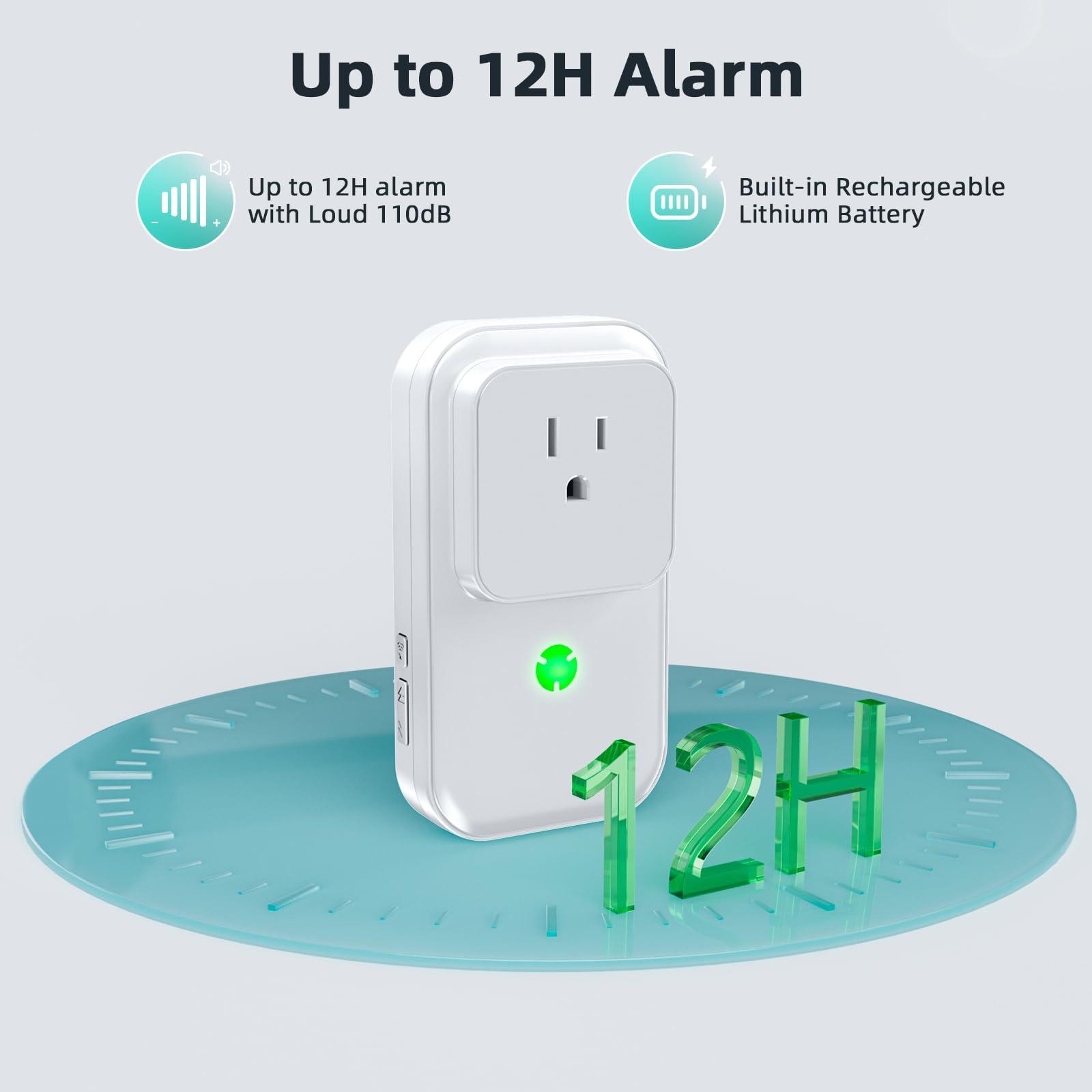 Satisure Power Failure Alarm for Freezer 3 Pack(1 Black + 2 White), Freezer Power Outage Alarm 7 Sirens, Freezer Alarm with 0-110dB Adjustable LED Indicator 12H Alert