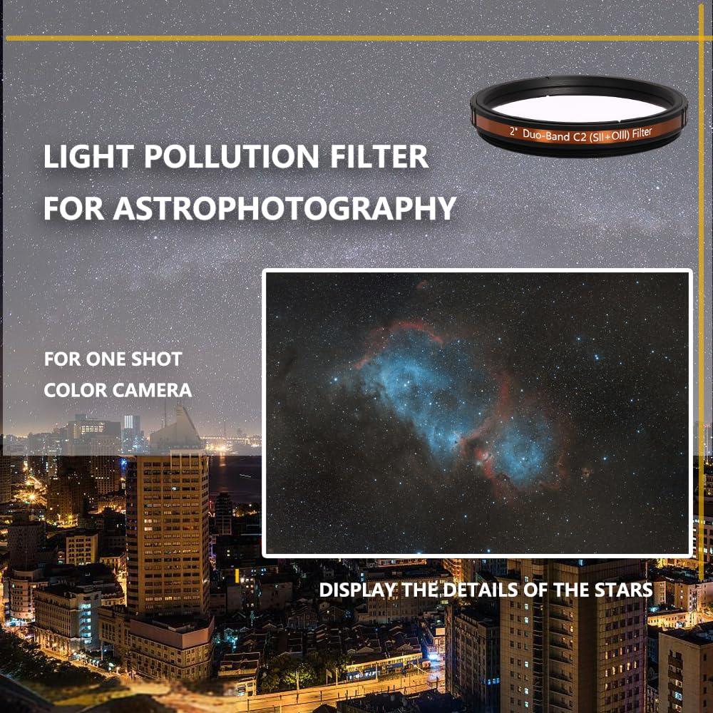 Askar Askar Colour Magic C2 Duo-Band Filter S-II O-III,2 Inch Narrowband Nebula Filter Astrophotography Astronomy Filters for One-Shot Color Cameras,Increase Contrast and Reduce Light Pollution