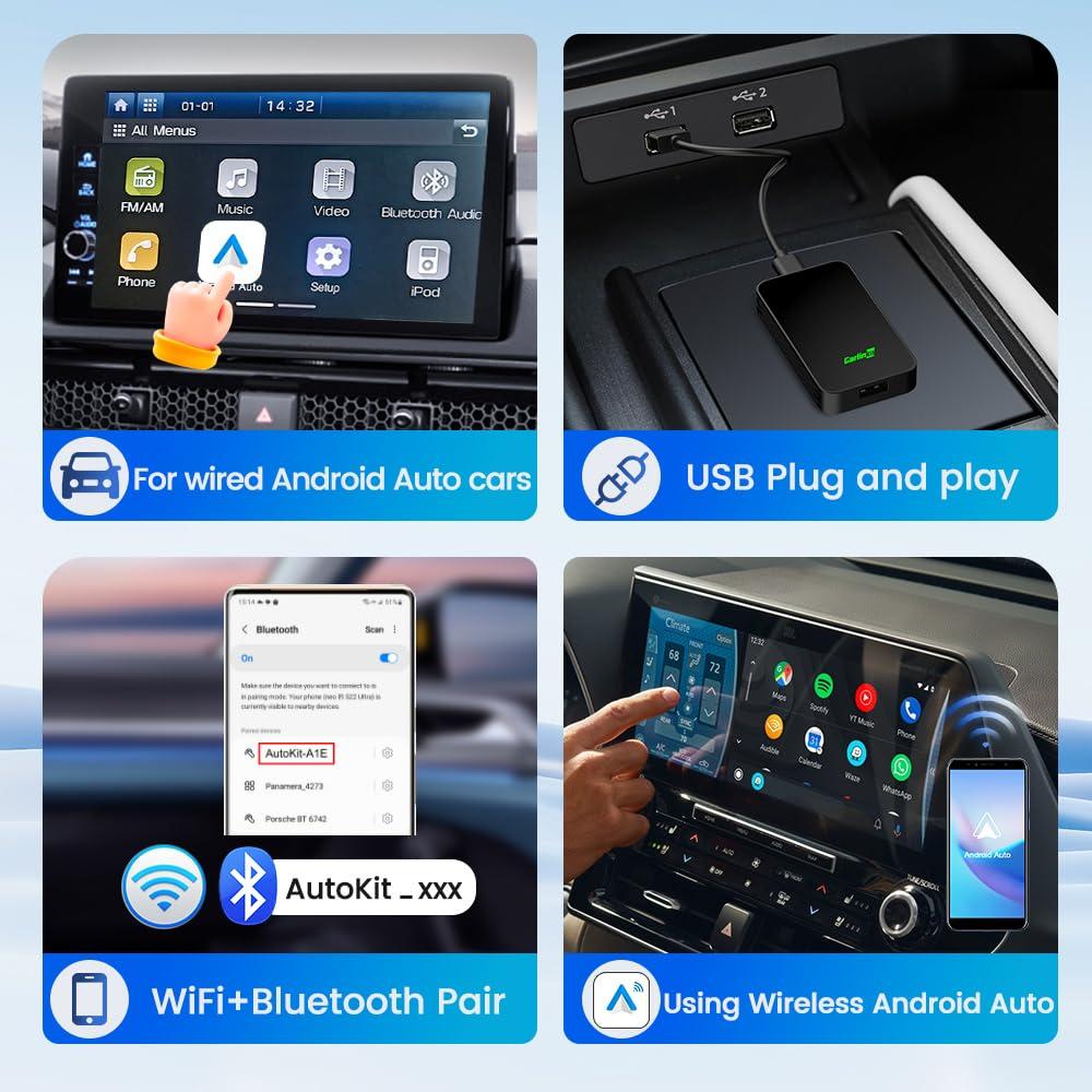 Carlinkit CarlinKit 5.0 Wireless CarPlay Adapter - Wireless Android Auto Car Adapter Adoption Chip 5G WiFi 5.8 GHZ | Stable & Fast Connection | Easy Operate | Small Size | Light Weight | Black(2air)