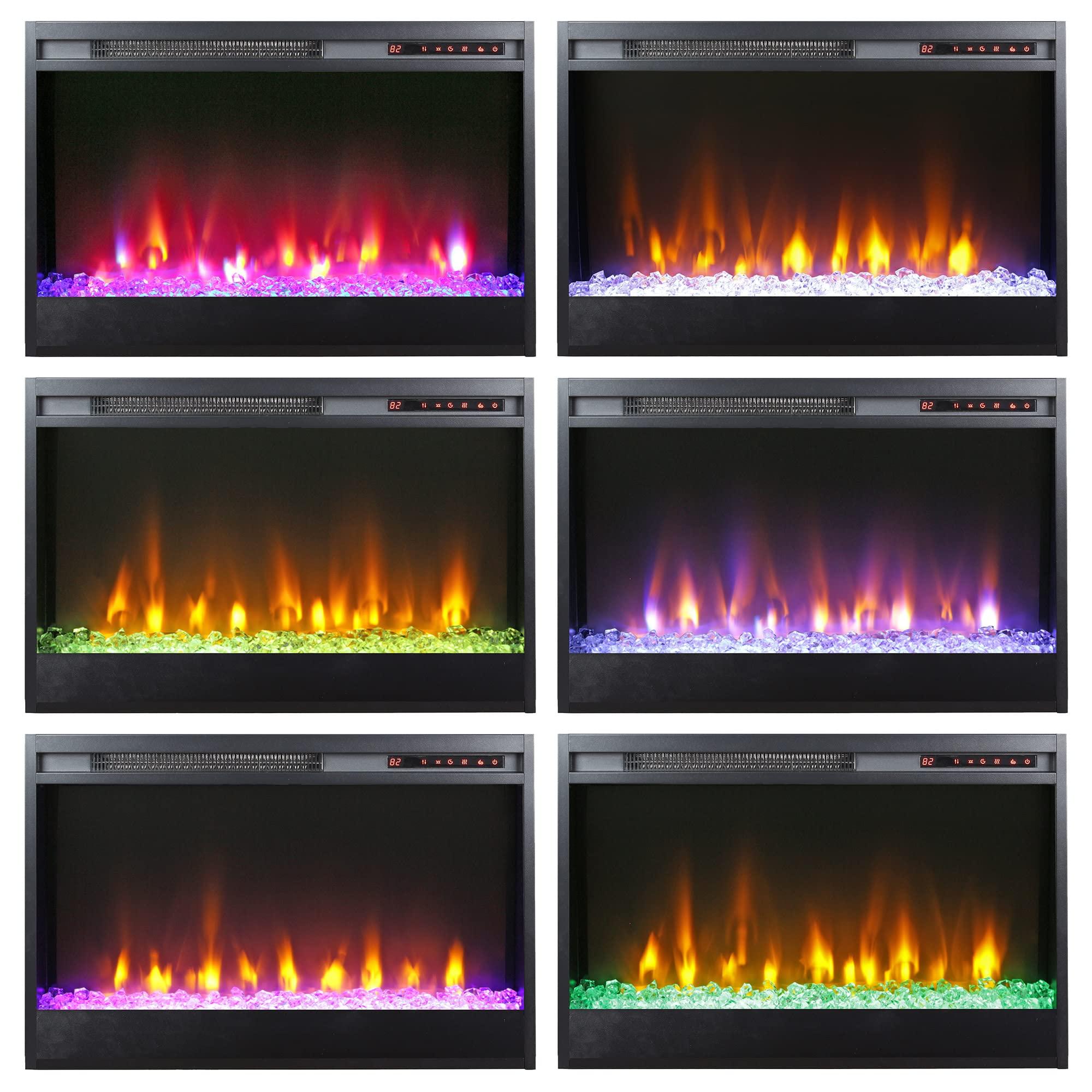 Henn&Hart Henn&Hart Rectangular TV Stand with 26" Crystal Fireplace for TV's up to 80" in White, Electric Fireplace TV Stands for the Living Room