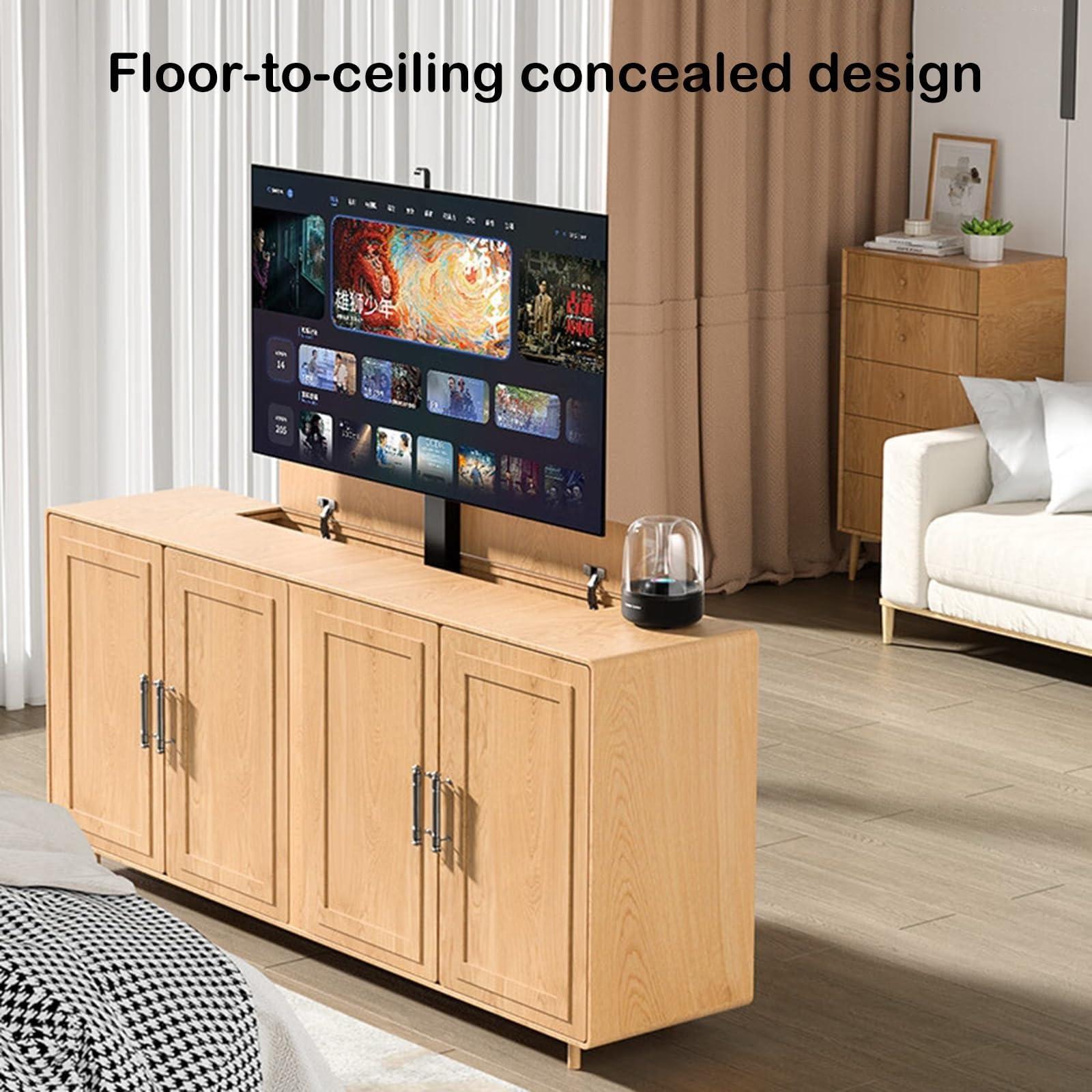 POLGDW Can Be Hidden in A Cabinet TV Motorized Lift - for 26-75 Inch TVs, Motorized Tv Mount with Remote Control and Memory Setting, with Load 60kg/132lbs