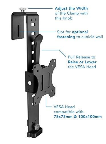 Mount-It! Mount-It! Cubicle Monitor Mount Hanger Attachment, Hanging Height Adjustable VESA Bracket for a 17\" to 32\" Screen, Adjustable Hook Supports up to 17.6 lbs, Black (MI-785)