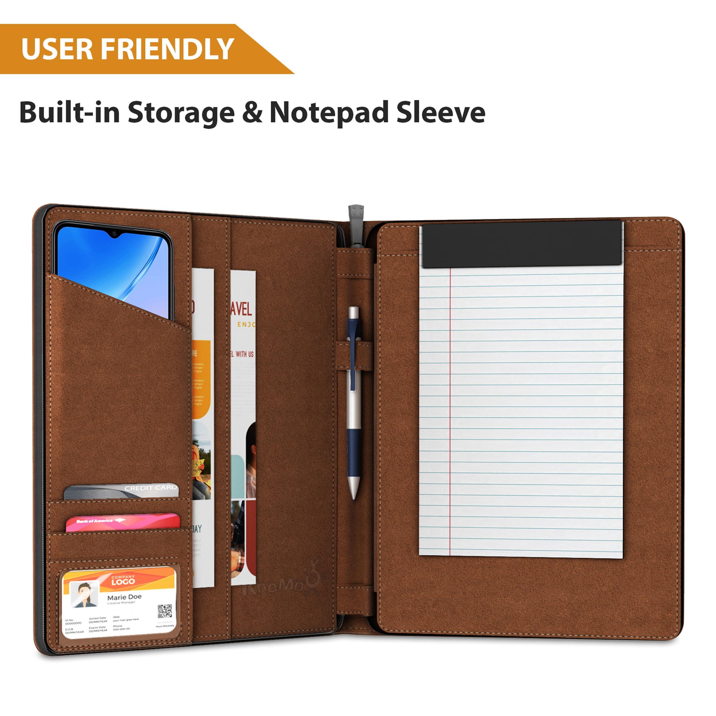 KHOMO KHOMO Universal Padfolio Case - Portfolio Organizer for Tablet 8.5 up to 11 inch –PU Leather Notebook Pad Holder Folder for iPad, Air, Pro & Others