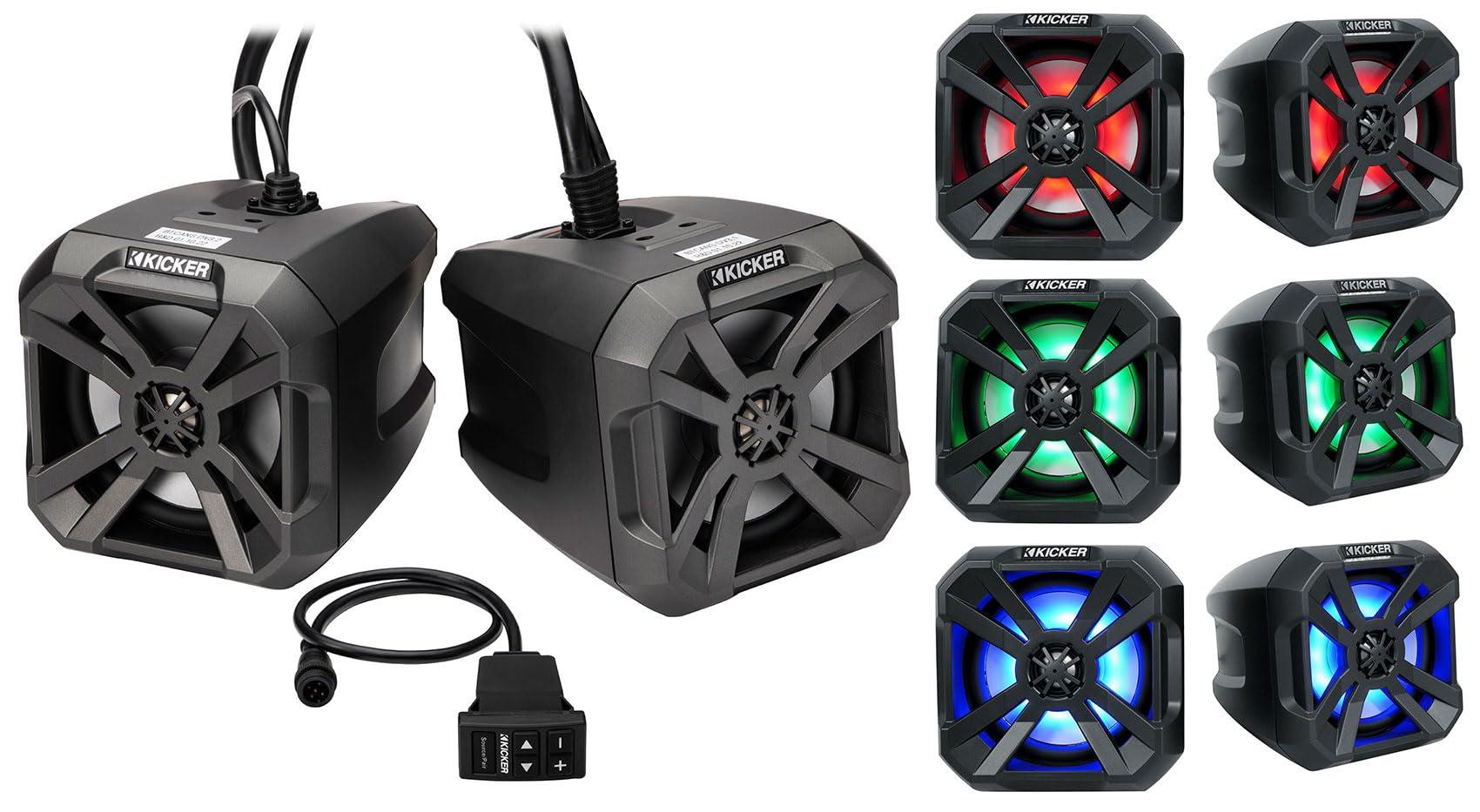 KICKER (2) KICKER 48BTCAN65 6.5" Powered Tower Speakers w/Bluetooth Bundle with Rockville House Party Speaker (2 Items)