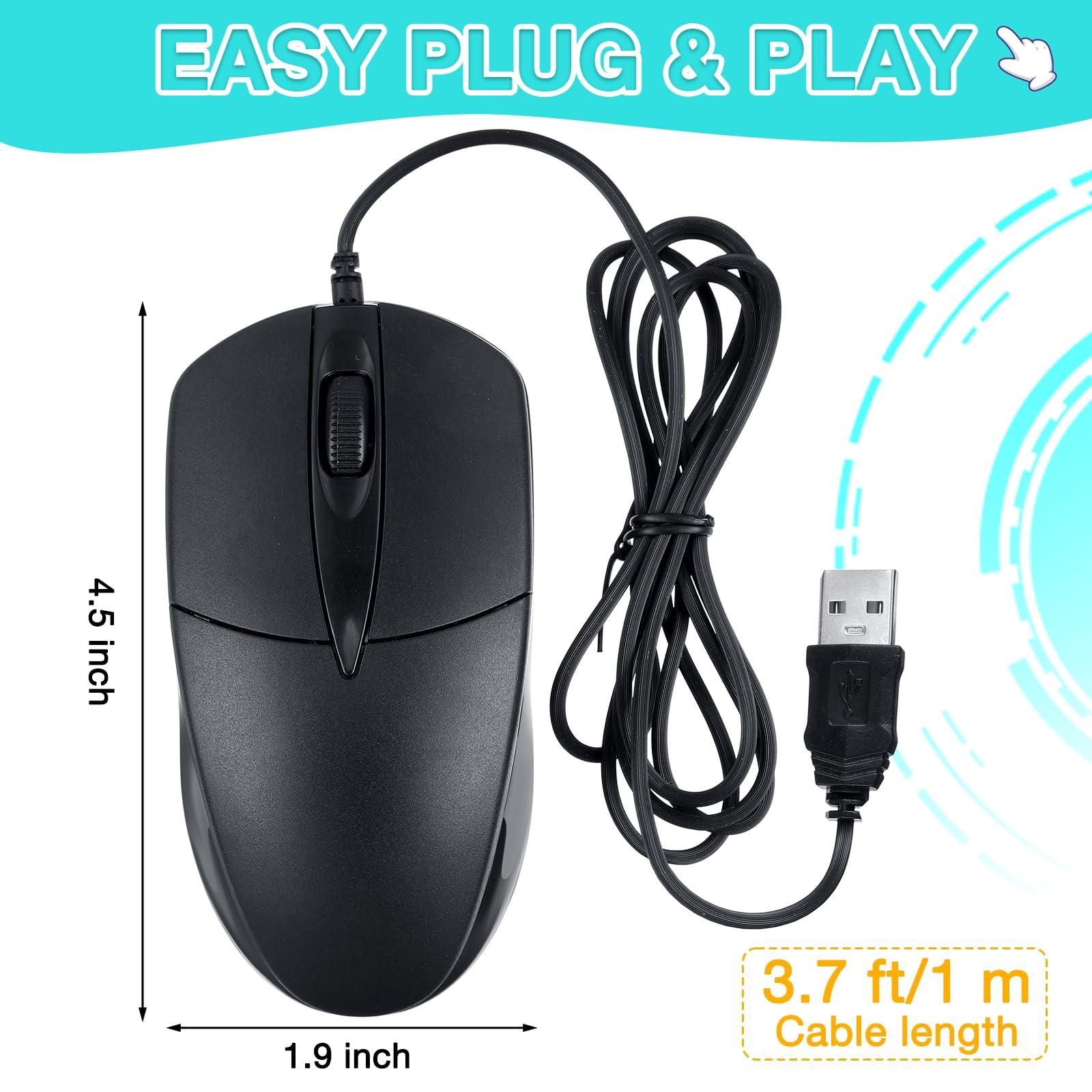 Kathfly Kathfly 50 Pcs Black Wired USB Computer Mouse Bulk 1000 DPI 3 Button Corded Mouse with Home Office Noiseless Simple USB for Computer Laptop Desktop PC