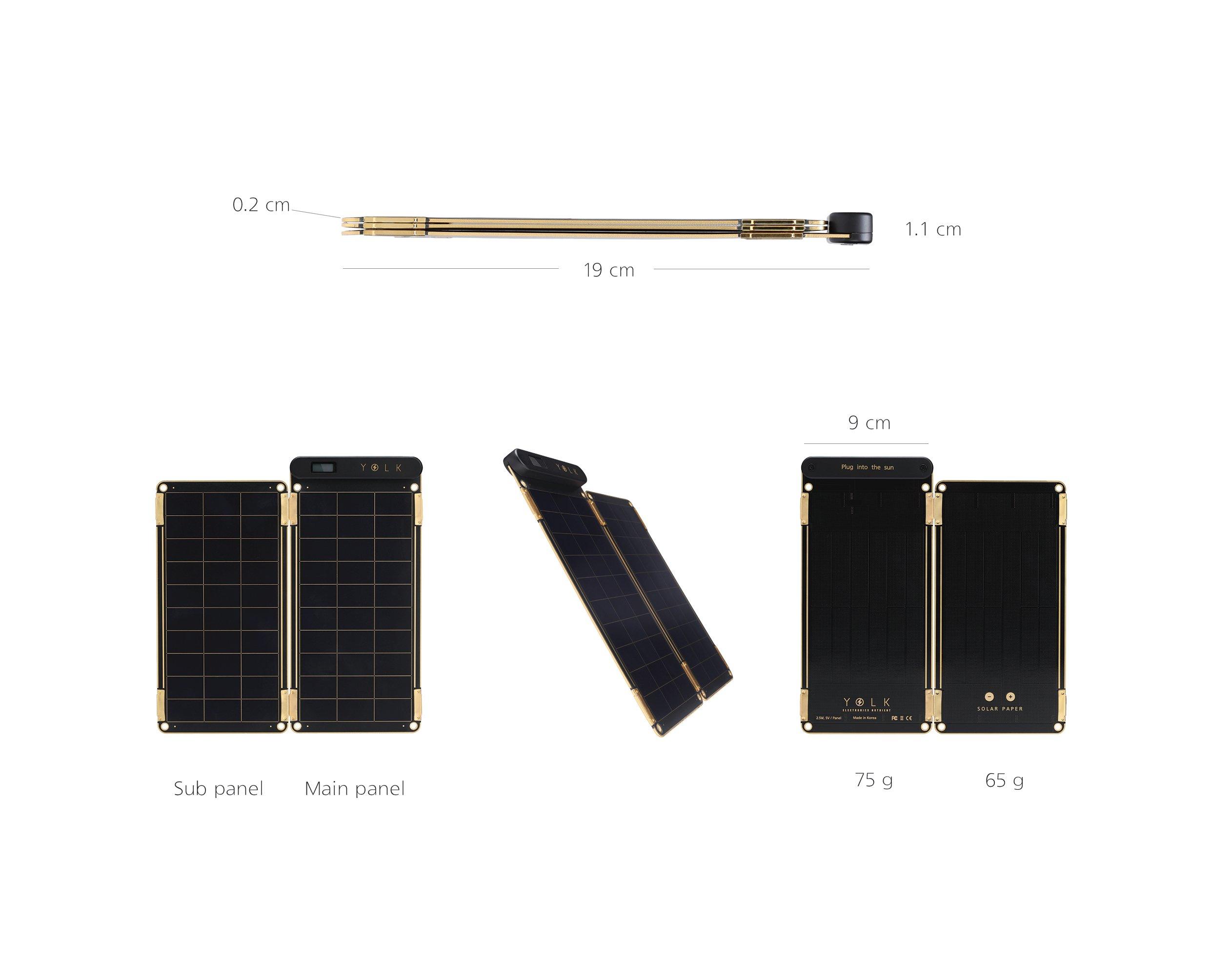 YOLK Solar Paper + Pouch, Paper-Thin and Light Portable Solar Charger with Ultra-High-Efficiency (5W)